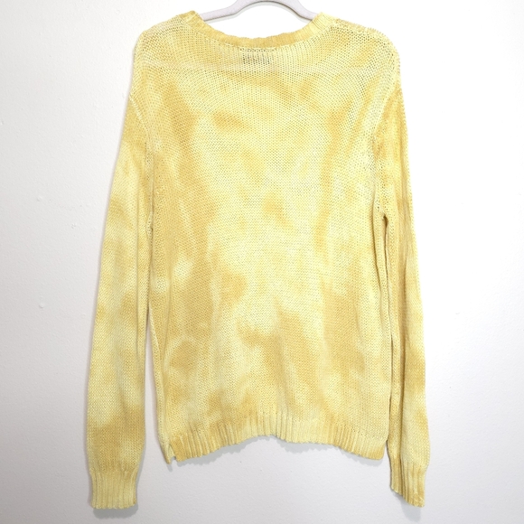 Wooden Ships Tie Dye Knit Sweater Yellow Crew Neck Pullover Lightweight M/L - Picture 5 of 10